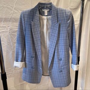H&M blue plaid blazer